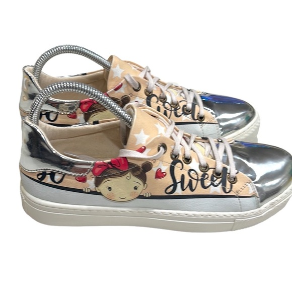 goby Shoes - Goby So Sweet Sneaker Shoes Peach Silver Women’s SZ 9.5 EU 40